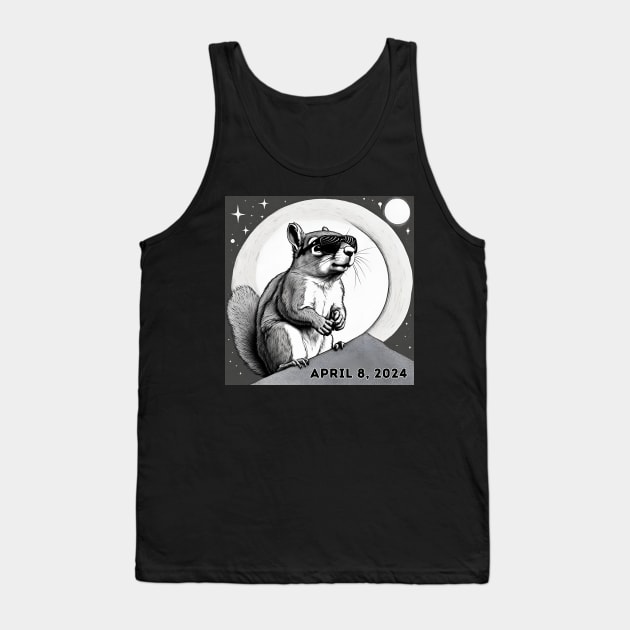 2024 Total Solar Sun Eclipse Watching Squirrel April 8 Tank Top by Little Duck Designs